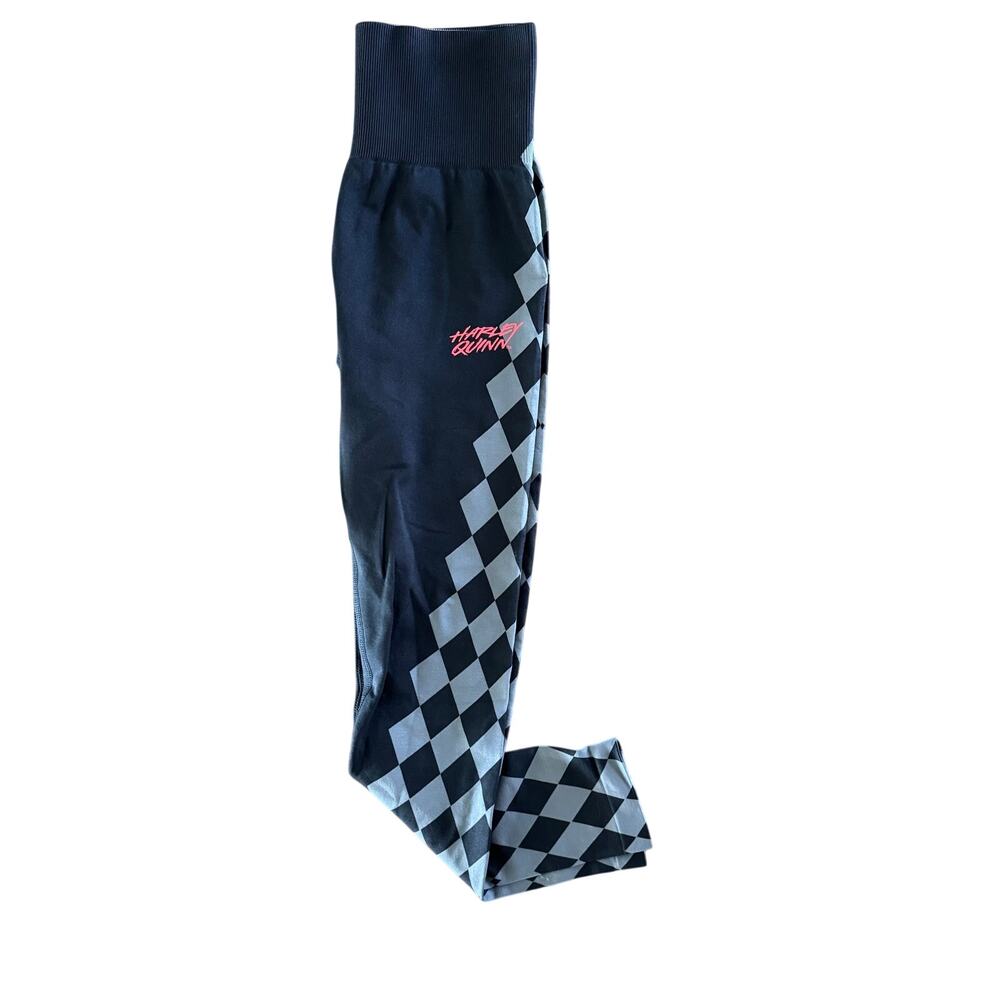Batman x Civil Regime Leggings Black Gray Argyle High Rise NWT Women’s Small